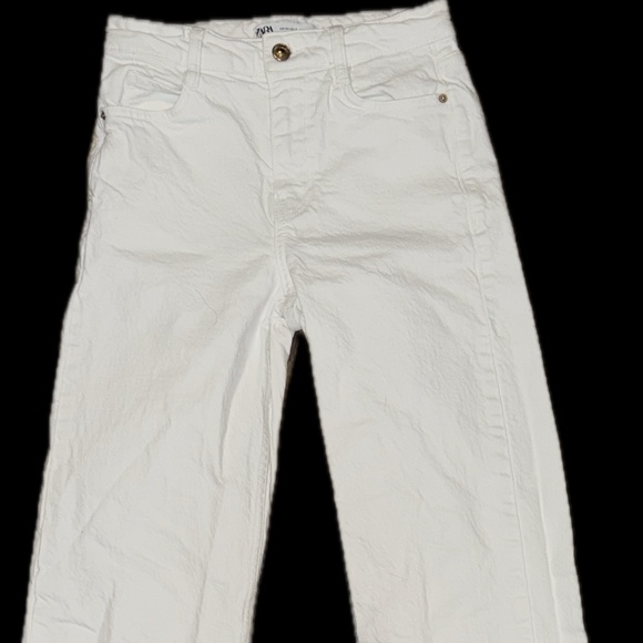 ZARA Women’s White High Rise Straight Leg Jeans Size 2 EUR 34 - Picture 2 of 3